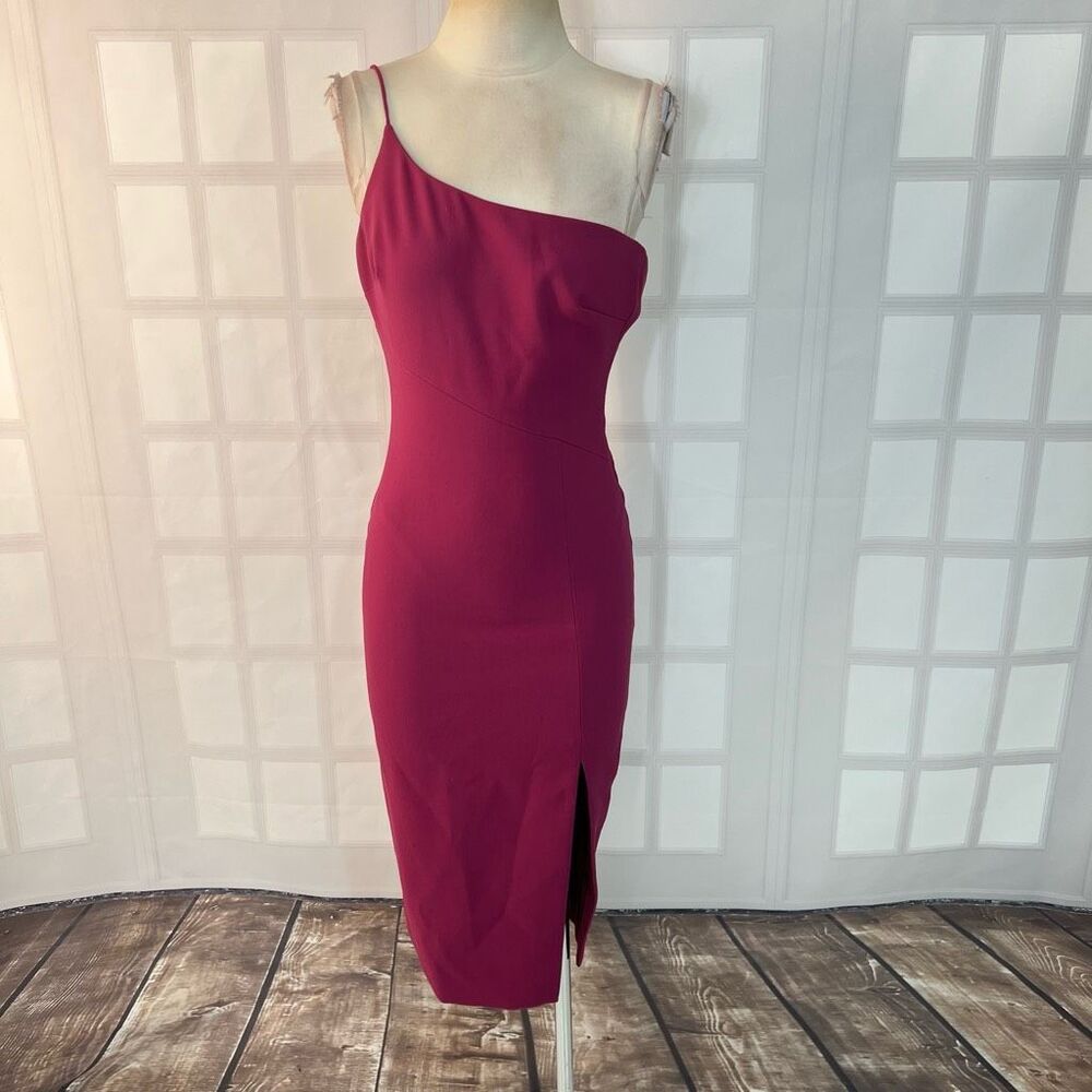 Likely Pink One Shoulder Midi Slit Front Sleeveless Bodycon Dress Size 0